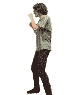 Animation of a man in tan punching forward