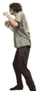 Animation of a man in green being punched